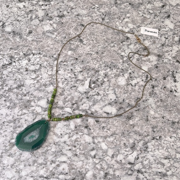 PANACEA Long Stone Pendant Necklace, Green - Picture 4 of 13